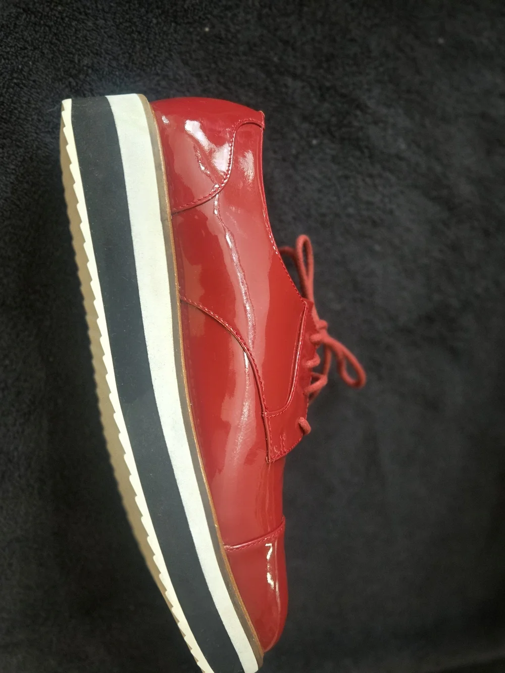 Halogen Women's Red Patent Leather Platform Brogue Shoes Size 11 EUC